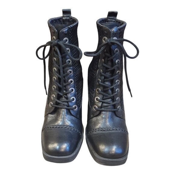 Kelsi Dagger Weaver Black Leather Heeled Lace-up Ankle Boots Women's 7.5 M - Picture 11 of 14